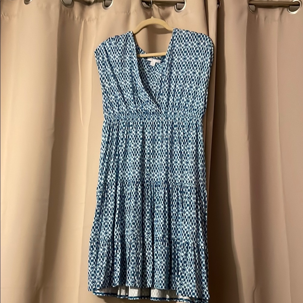 New York & Company Blue and White Patterned Dress